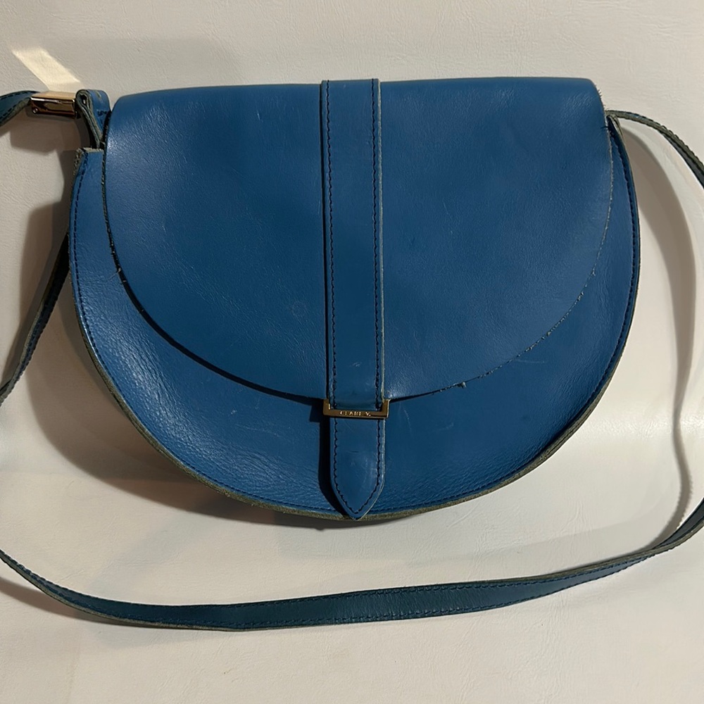 Clare V mini purse (blue) leather